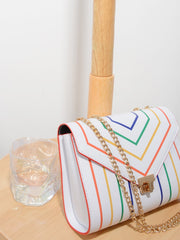 Retro Rainbow Striped Chain Crossbody Bag - Shah S. Sahota