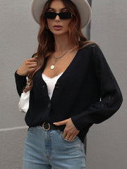 Rib-Knit Plunge Raglan Sleeve Cardigan - Shah S. Sahota