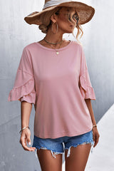 Flare Sleeve Round Neck Tee - Shah S. Sahota