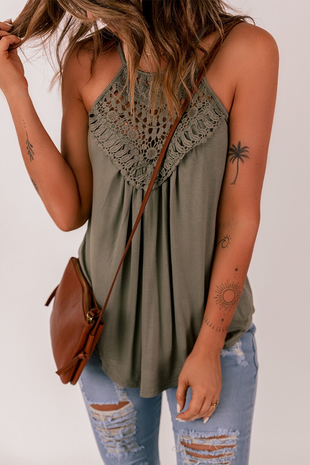 Crochet Lace Detail Tank Top - Shah S. Sahota