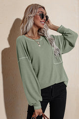 Contrast Stitching Waffle Top - Shah S. Sahota