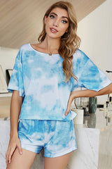 Tie-Dye Boat Neck Top and Shorts Lounge Set - Shah S. Sahota