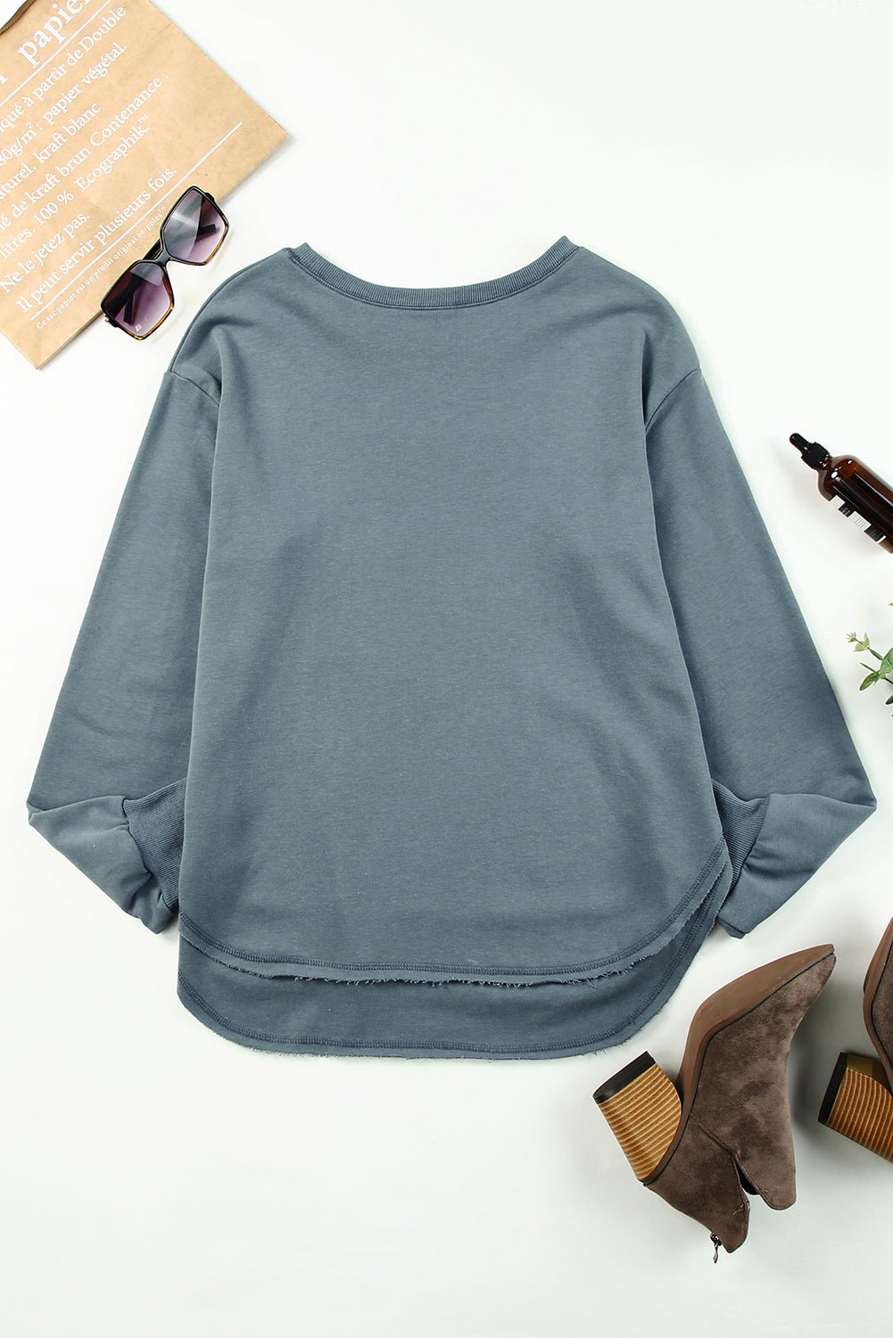Side Slit Drop Shoulder Sweatshirt - Shah S. Sahota