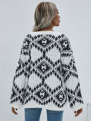 Geometric Print Chunky Knit Sweater - Shah S. Sahota