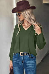 Gathered Detail Tie-Neck Blouse - Shah S. Sahota