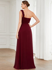One Shoulder Wholesale Bridesmaid Dresses With Flower Decoration - Shah S. Sahota