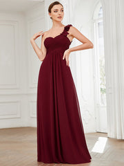 One Shoulder Wholesale Bridesmaid Dresses With Flower Decoration - Shah S. Sahota