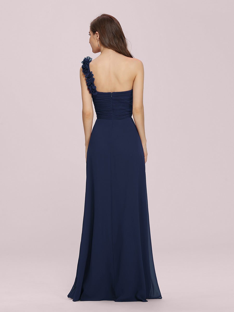 One Shoulder Wholesale Bridesmaid Dresses With Flower Decoration - Shah S. Sahota