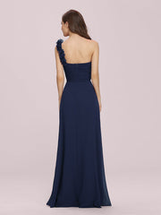 One Shoulder Wholesale Bridesmaid Dresses With Flower Decoration - Shah S. Sahota