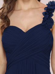 One Shoulder Wholesale Bridesmaid Dresses With Flower Decoration - Shah S. Sahota