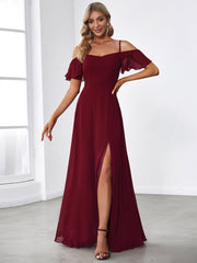 Flattering Deep V Neck Flare Sleeves Bridesmaid Dresses - Shah S. Sahota