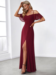 Flattering Deep V Neck Flare Sleeves Bridesmaid Dresses - Shah S. Sahota