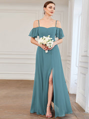 Flattering Deep V Neck Flare Sleeves Bridesmaid Dresses - Shah S. Sahota