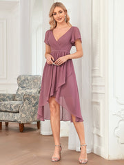 Hot Asymmetrical Hem Pagoda Sleeves Bridesmaid Dresses - Shah S. Sahota