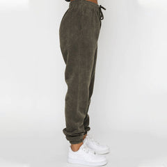 Corduroy Crew Neck Pullover Long Sleeve Sweatshirts & TiePants Two-Piece Sets - Shah S. Sahota