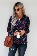 Button V-Neck Floral Top - Shah S. Sahota