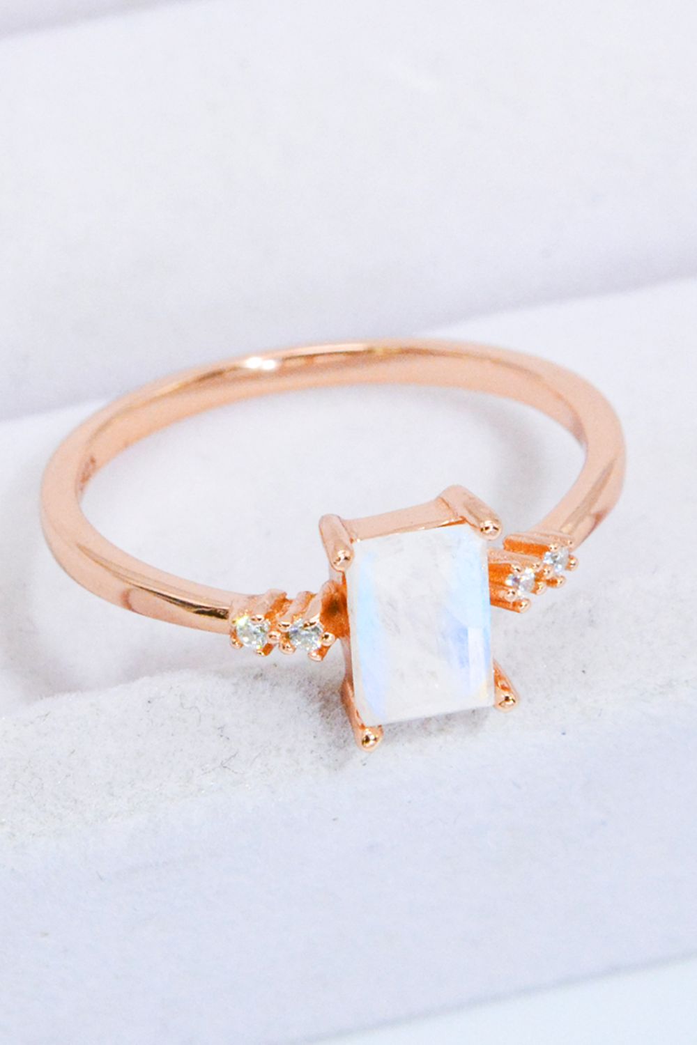 Rectangle Natural Moonstone Ring - Shah S. Sahota