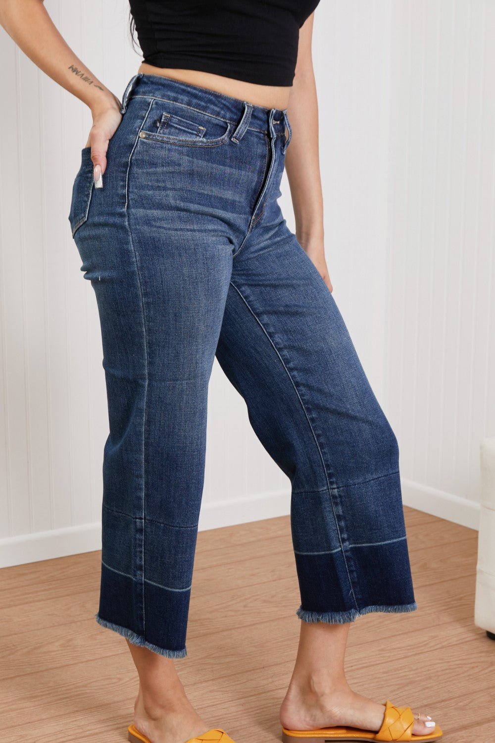 Judy Blue Savannah Full Size Wide Leg Cropped Jeans - Shah S. Sahota