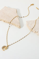 Inlaid Cubic Zirconia Moon Pendant Necklace - Shah S. Sahota