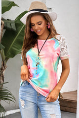 Bright Tie-dye Crochet Raglan Tee - Shah S. Sahota