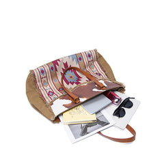 Retro Print Fringe Canvas Tote Bag Set - Shah S. Sahota