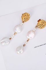 Textured Gold-Plated Pearl Drop Earrings - Shah S. Sahota