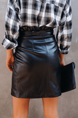 Black Faux Leather Wrap Skirt - Shah S. Sahota