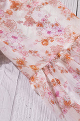 Floral V-Neck Curved Hem Blouse - Shah S. Sahota