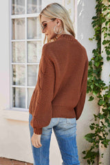 Mixed Knit Crewneck Drop Shoulder Sweater - Shah S. Sahota