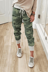 Green Camo Print Knit Sport Pants - Shah S. Sahota