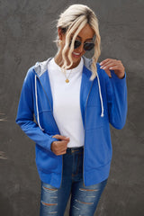 Zip Up Thumbhole Sleeve Hooded Jacket with Pockets - Shah S. Sahota