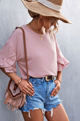 Flare Sleeve Round Neck Tee - Shah S. Sahota