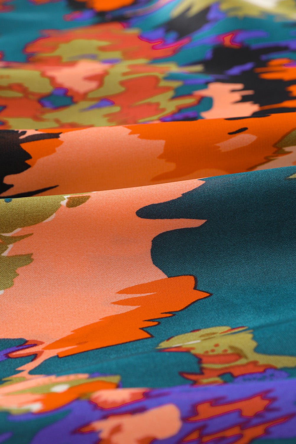 Abstract Print Belted Ruffle Hem Dress - Shah S. Sahota