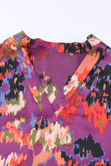 Abstract Print Belted Ruffle Hem Dress - Shah S. Sahota