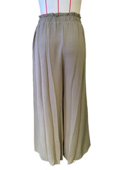 Tie Front Paperbag Waist Slit Thigh Wide Leg Pants - Shah S. Sahota