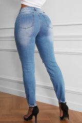 Raw Cut Frayed Hem Jeans - Shah S. Sahota