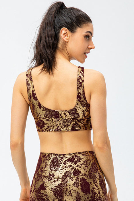 Metallic Snakeskin Print Cropped Yoga Tank - Shah S. Sahota