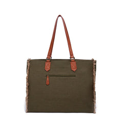 Retro Print Fringe Canvas Tote Bag Set - Shah S. Sahota