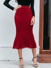 High Waist Pointelle Knit Skirt - Shah S. Sahota