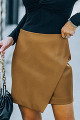 Asymmetrical PU Leather Mini Skirt - Shah S. Sahota