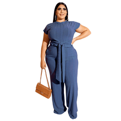 Women's Solid Color Belted Two Piece Set - Shah S. Sahota