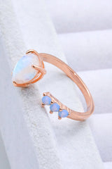 18K Rose Gold-Plated Moonstone Open Ring - Shah S. Sahota