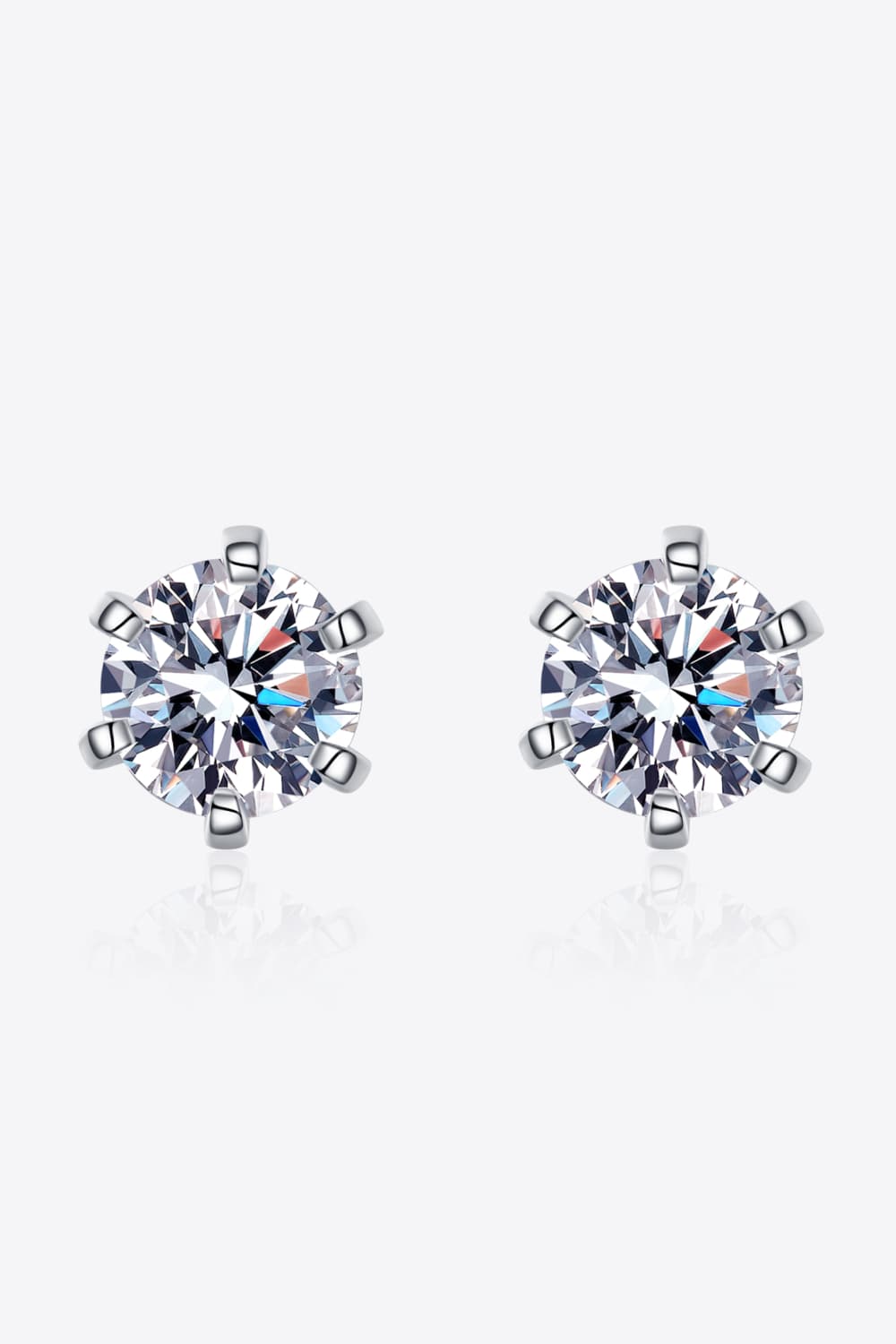 1 Carat Moissanite Rhodium-Plated Stud Earrings - Shah S. Sahota