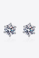 1 Carat Moissanite Rhodium-Plated Stud Earrings - Shah S. Sahota