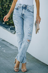 Acid Wash Distressed Jeans with Pockets - Shah S. Sahota