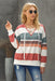 Multicolored Striped Lace-Up Dropped Shoulder Sweatshirt - Shah S. Sahota