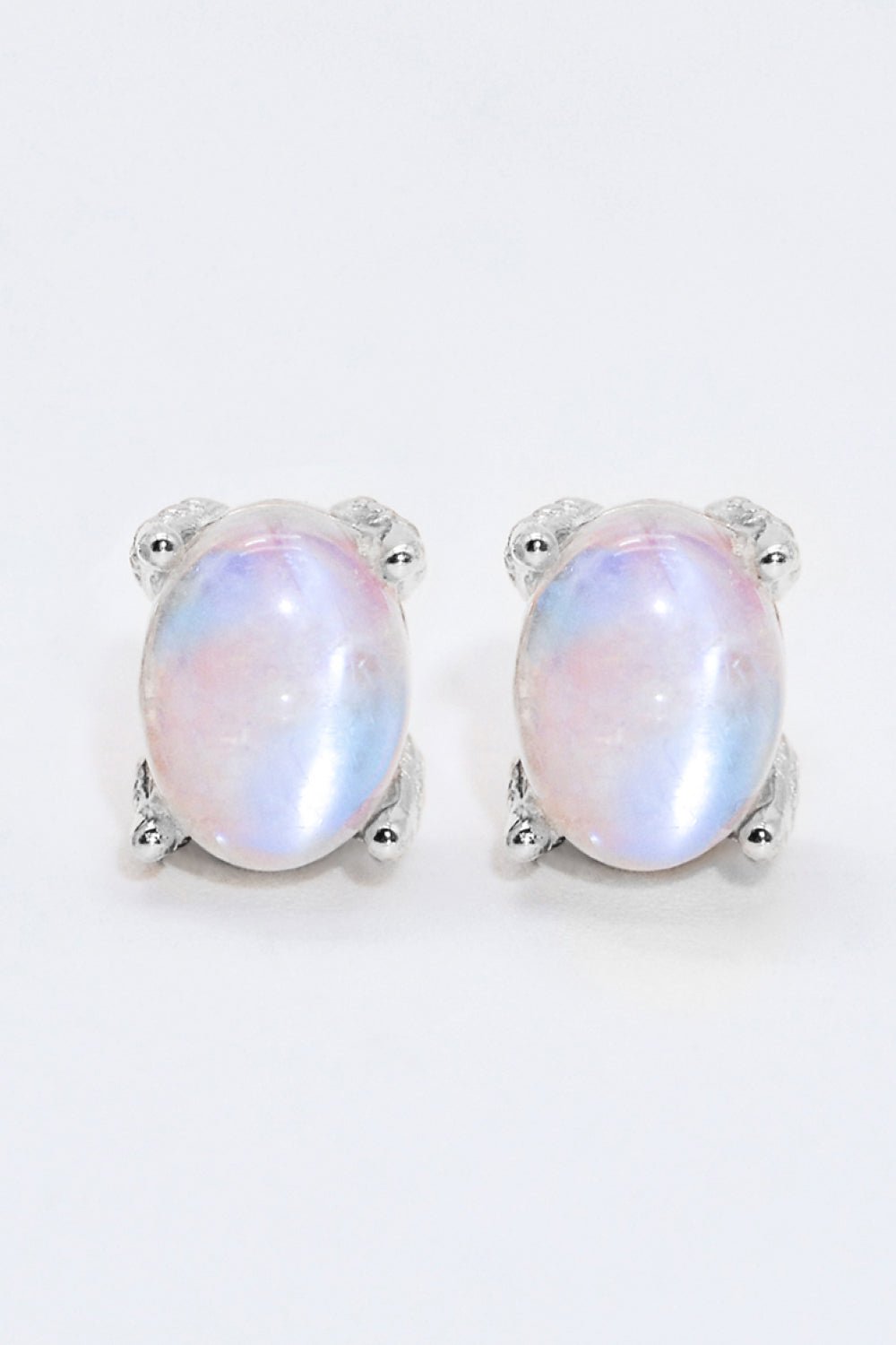 Natural Moonstone 4-Prong Stud Earrings - Shah S. Sahota