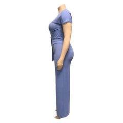 Women's Solid Color Belted Two Piece Set - Shah S. Sahota