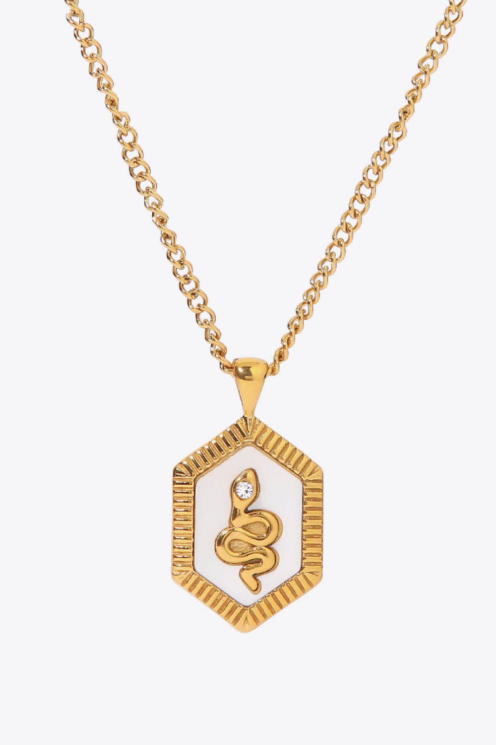 18K Gold Plated Snake Geometric Pendant Necklace - Shah S. Sahota