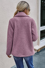 Double Button Lapel Collar Teddy Coat - Shah S. Sahota